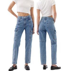 Gap Cotton Blend Medium Wash Spring 24 Mid Rise '90s Loose Cargo Jeans 10/30R
